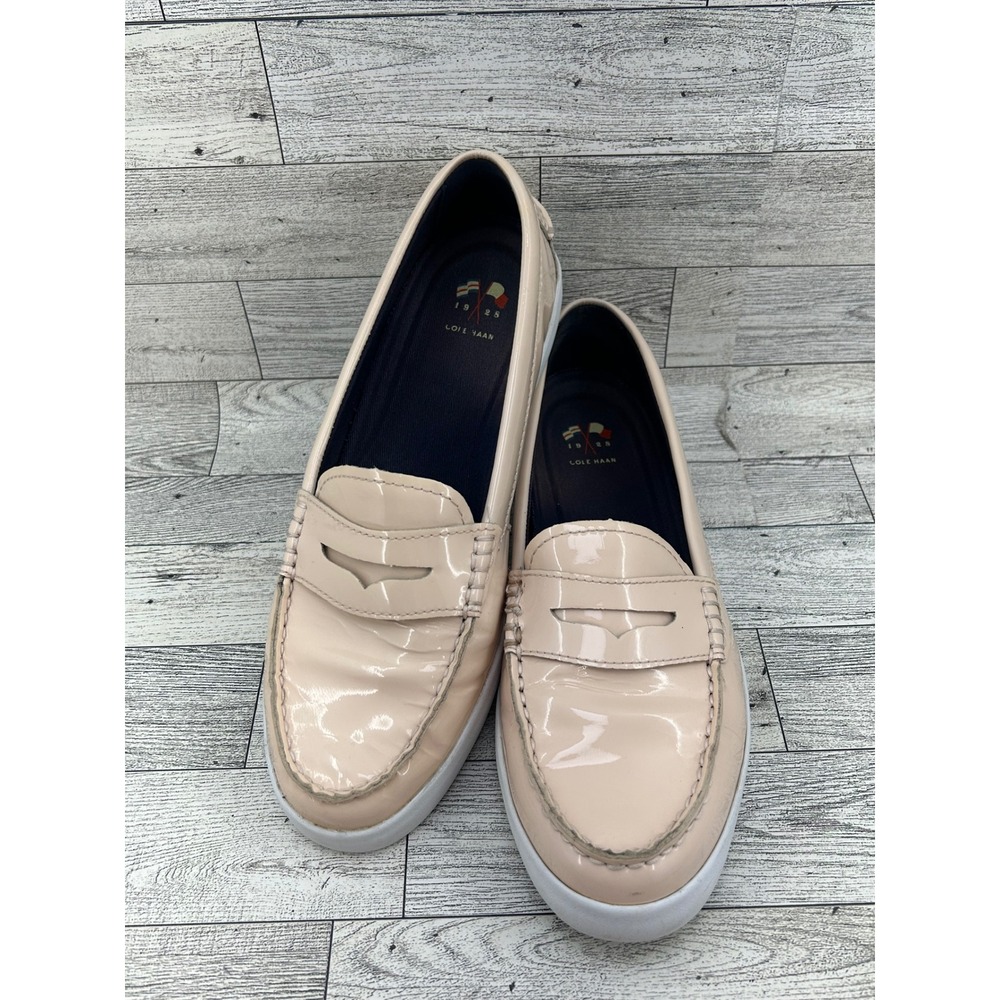 Cole Haan Women Grand.OS Patent Leather Penny Loafers Blush Pink W13409 Sz 8.5B
